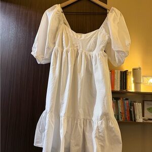 White Puff Sleeve Dress